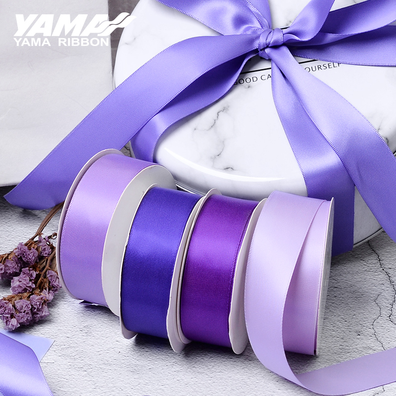 YAMA Polyester Double Face Satin Gift Wrap Ribbon Bulk Violet Series